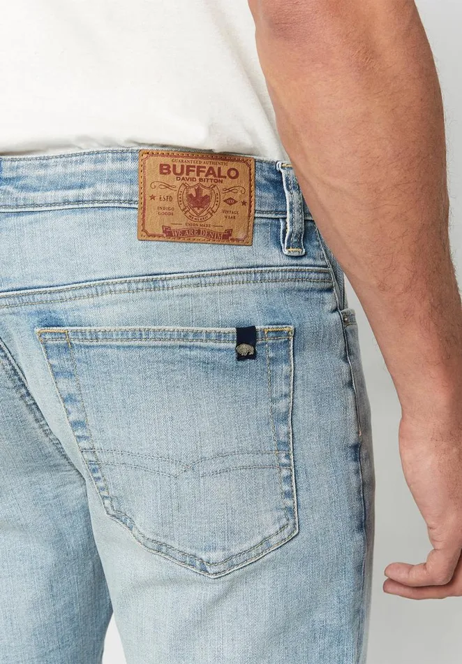 Men Straight Six Washed Blue Jeans Indigo Buffalo David Bitton Straight Six