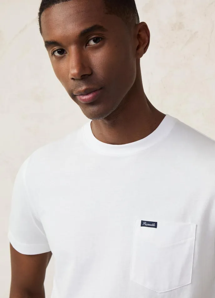 Men TShirts and Sweatshirts Faonnable Regular Fit Front Pocket TShirt White