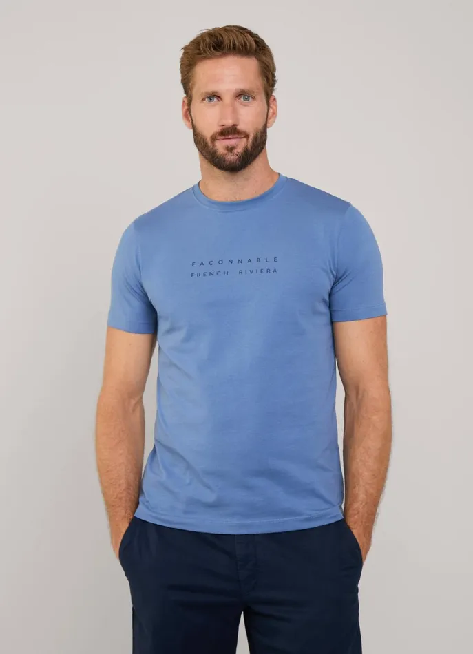 Men TShirts and Sweatshirts Faonnable Regular Fit TShirt Dark Denim Blue