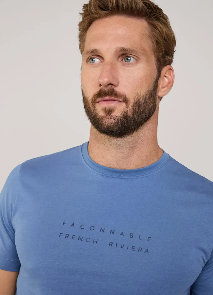Men TShirts and Sweatshirts Faonnable Regular Fit TShirt Dark Denim Blue