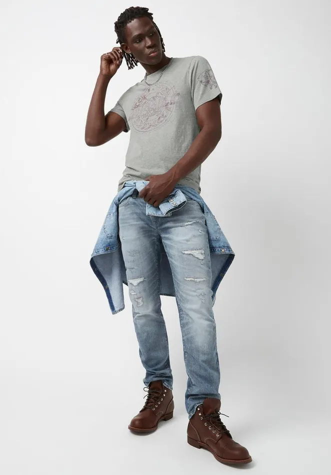 Men Tiloop Grey ShortSleeve Mens TShirt Heather Grey Buffalo David Bitton Tops and Tees