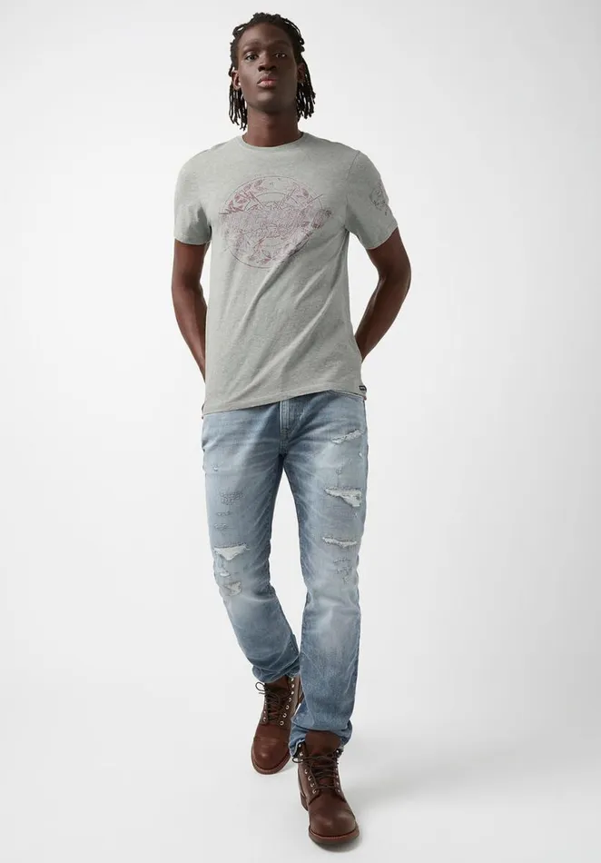 Men Tiloop Grey ShortSleeve Mens TShirt Heather Grey Buffalo David Bitton Tops and Tees