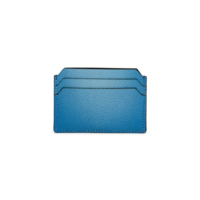 MenWomen Light Blue Saffiano Leather Credit Card Holder Santoni Small Leather Goods