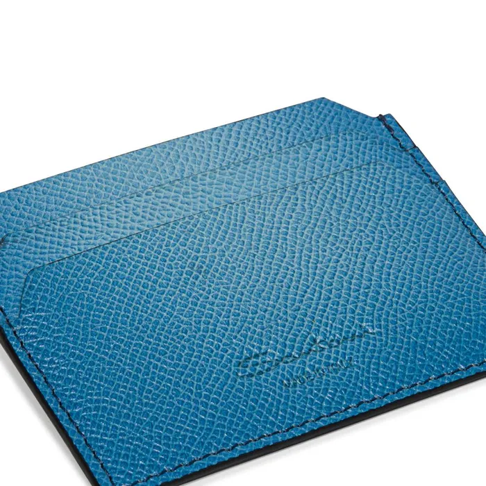 MenWomen Light Blue Saffiano Leather Credit Card Holder Santoni Small Leather Goods