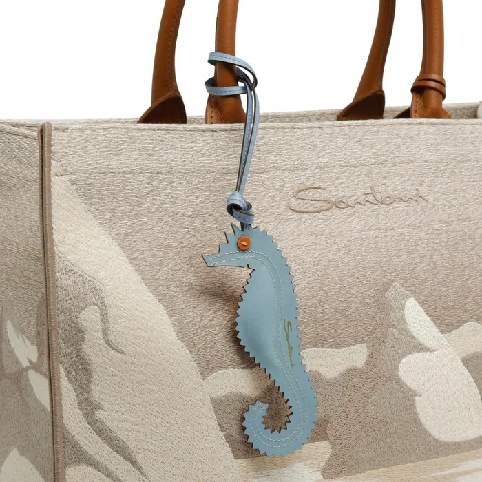 MenWomen Orange SeaHorse Charm Santoni Small Leather Goods