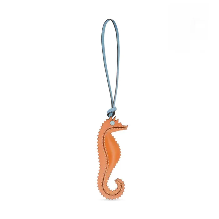 MenWomen Orange SeaHorse Charm Santoni Small Leather Goods