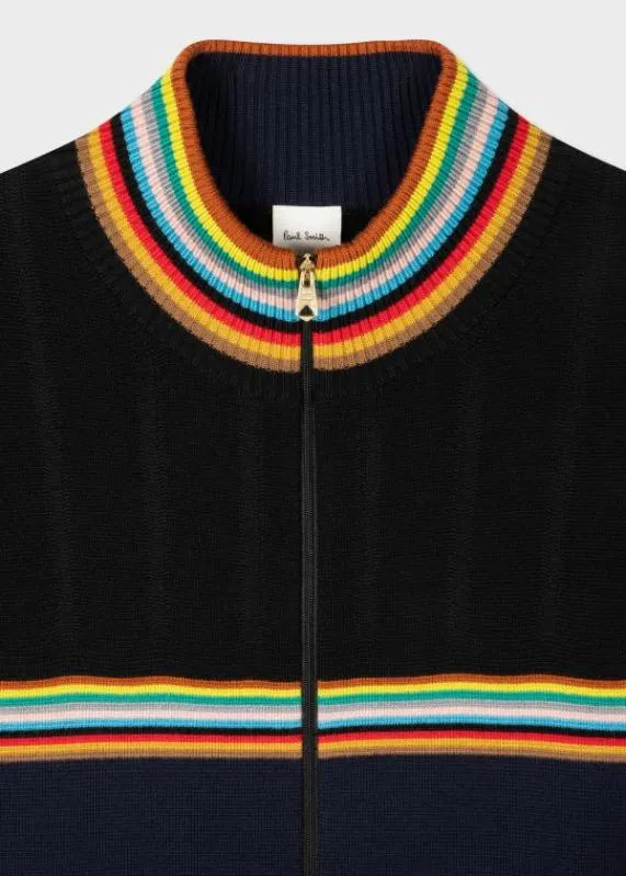 Mens 039Signature Stripe039 Merino Zip Cardigan Paul Smith Sweaters