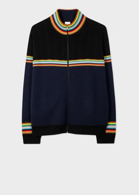 Mens 039Signature Stripe039 Merino Zip Cardigan Paul Smith Sweaters Mens 039Signature Stripe039 Merino Zip Cardigan Paul Smith Sweaters