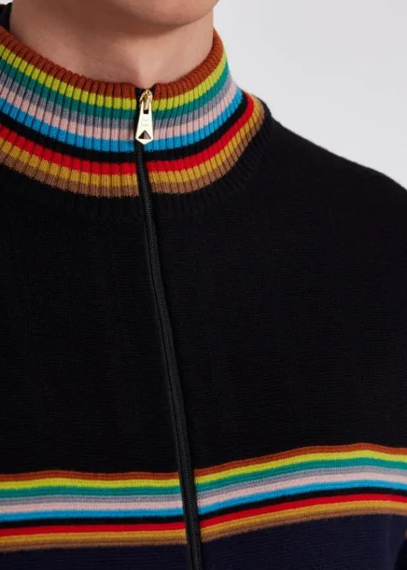Mens 039Signature Stripe039 Merino Zip Cardigan Paul Smith Sweaters Mens 039Signature Stripe039 Merino Zip Cardigan Paul Smith Sweaters
