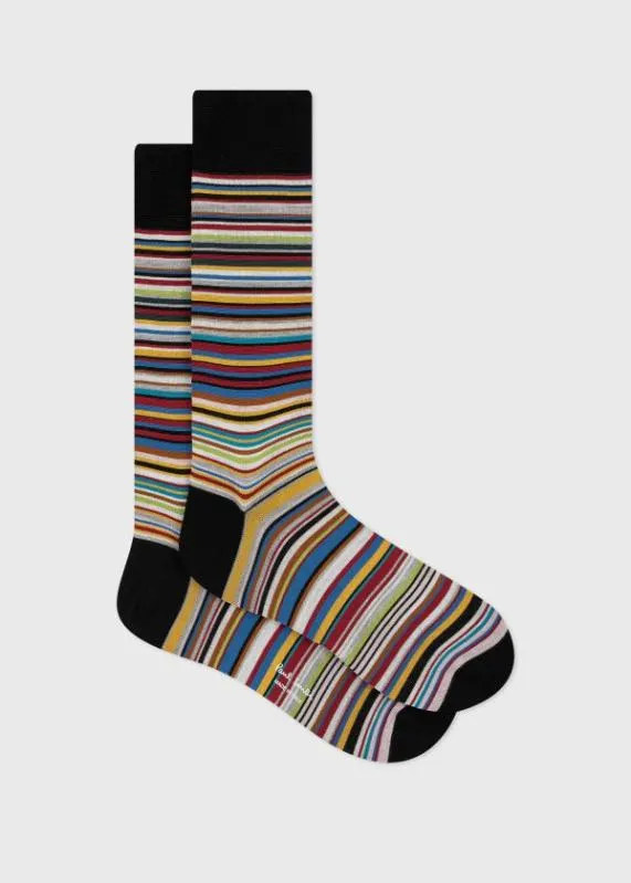 Mens 039Signature Stripe039 SilkBlend Socks Paul Smith Socks