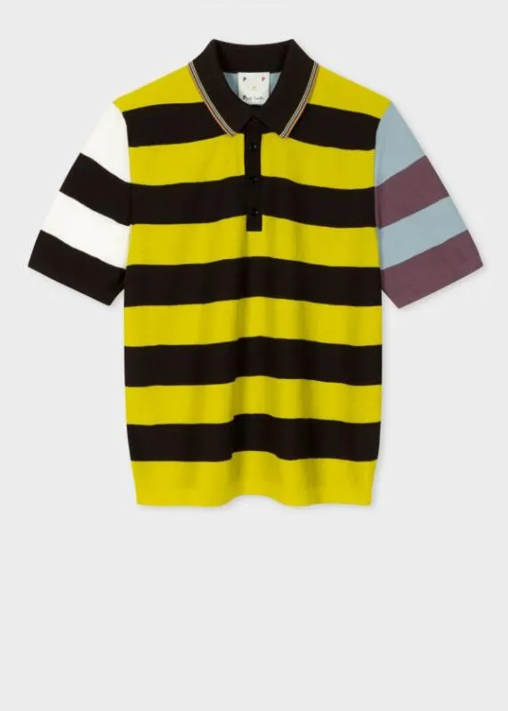 Mens ColourBlock Stripe Cotton Polo Shirt Paul Smith Polo Shirts