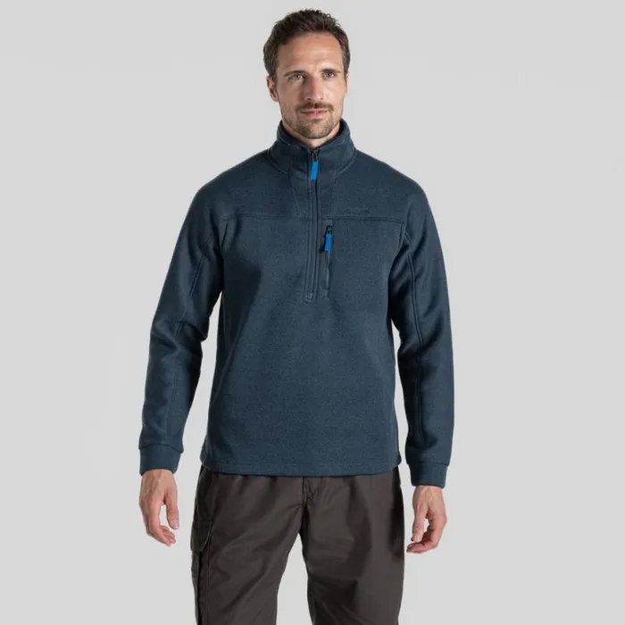 Mens Half Zip Fleece Craghoppers Torney II Half Zip Fleece Blue Stone Marl