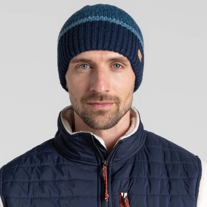 Mens Hats Craghoppers Forster Beanie Blue Navy Mens Hats Craghoppers Forster Beanie Blue Navy