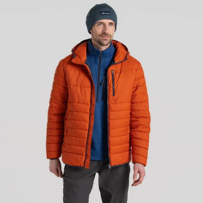 Mens Insulated Jackets Craghoppers Compresslite VIII Hooded Jacket Carnelian Orange Mens Insulated Jackets Craghoppers Compresslite VIII Hooded Jacket Carnelian Orange