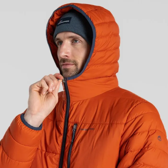 Mens Insulated Jackets Craghoppers Compresslite VIII Hooded Jacket Carnelian Orange Mens Insulated Jackets Craghoppers Compresslite VIII Hooded Jacket Carnelian Orange