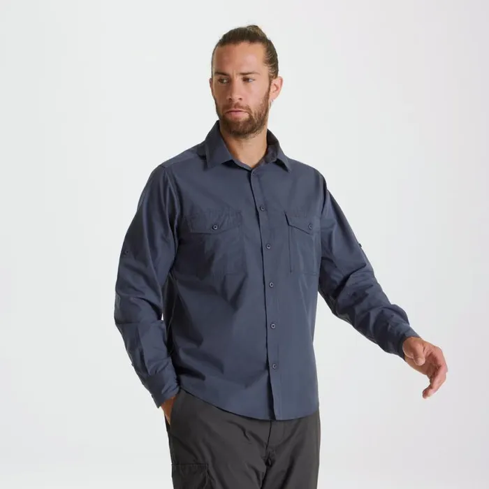 Mens Long Sleeve Craghoppers Kiwi Long Sleeved Shirt Ombre Blue