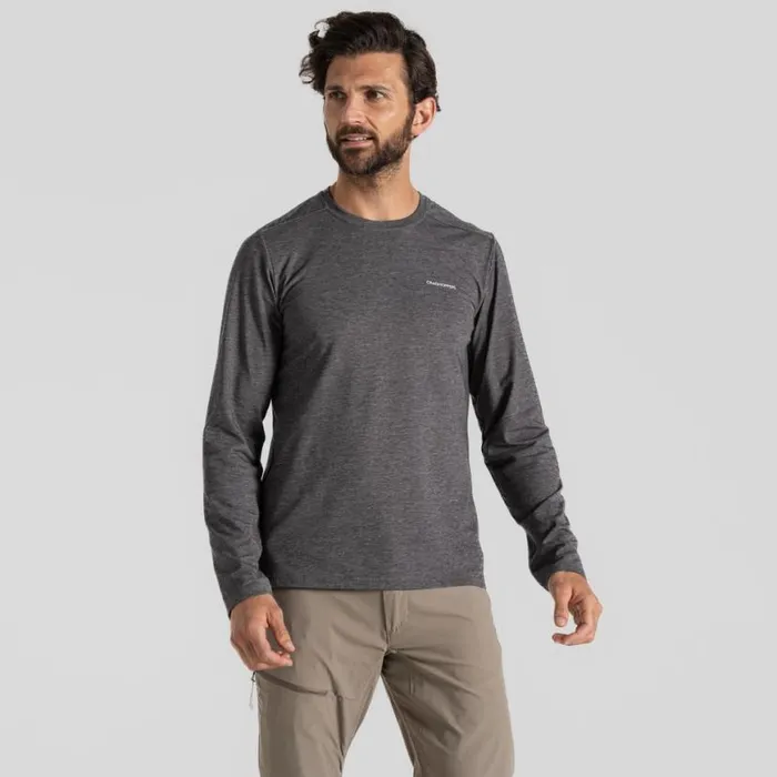 Mens Long Sleeve Craghoppers Nosilife Abel Long Sleeved TShirt Black Pepper Marl Mens Long Sleeve Craghoppers Nosilife Abel Long Sleeved TShirt Black Pepper Marl