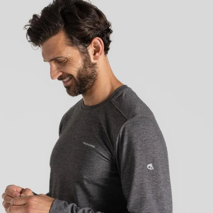 Mens Long Sleeve Craghoppers Nosilife Abel Long Sleeved TShirt Black Pepper Marl Mens Long Sleeve Craghoppers Nosilife Abel Long Sleeved TShirt Black Pepper Marl