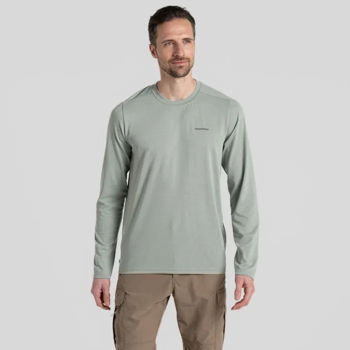 Mens Long Sleeve Craghoppers Nosilife Abel Long Sleeved TShirt Lichen Green