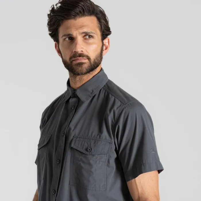 Mens Short Sleeve Craghoppers Kiwi Short Sleeved Shirt Dark Grey Mens Short Sleeve Craghoppers Kiwi Short Sleeved Shirt Dark Grey
