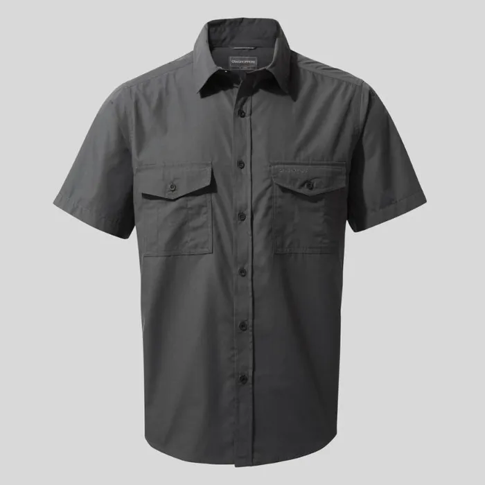 Mens Short Sleeve Craghoppers Kiwi Short Sleeved Shirt Dark Grey Mens Short Sleeve Craghoppers Kiwi Short Sleeved Shirt Dark Grey