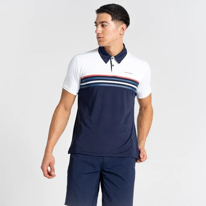 Mens Short Sleeve Craghoppers NosiLife Pro Short Sleeved Polo Optic White Blue Navy Mens Short Sleeve Craghoppers NosiLife Pro Short Sleeved Polo Optic White Blue Navy