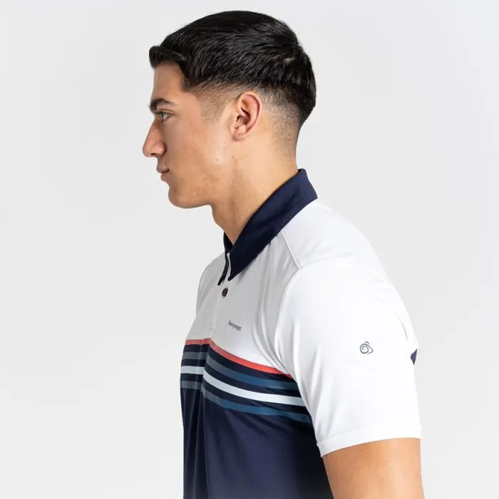 Mens Short Sleeve Craghoppers NosiLife Pro Short Sleeved Polo Optic White Blue Navy Mens Short Sleeve Craghoppers NosiLife Pro Short Sleeved Polo Optic White Blue Navy