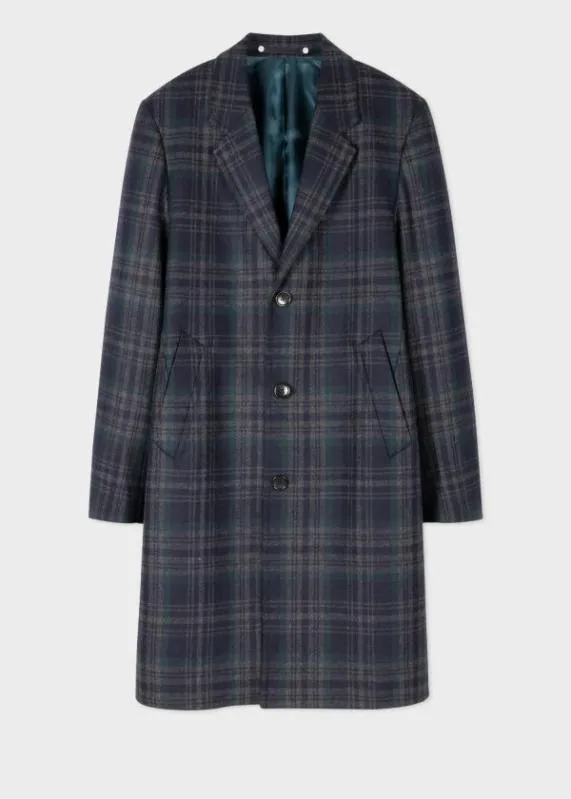 Mens WoolBlend Check Overcoat Paul Smith Coats and Jackets