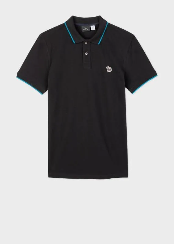 Mens Zebra Logo Polo Shirt With Blue Tipping Paul Smith Polo Shirts