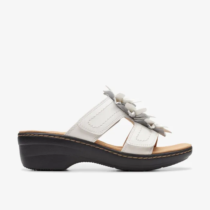 Merliah Raelyn White Leather Women Clarks Sandals and Flip Flops