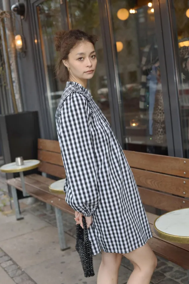 Michelle Dress 8211 White Black Check Women Cras Dresses