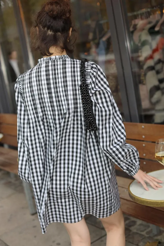 Michelle Dress 8211 White Black Check Women Cras Dresses