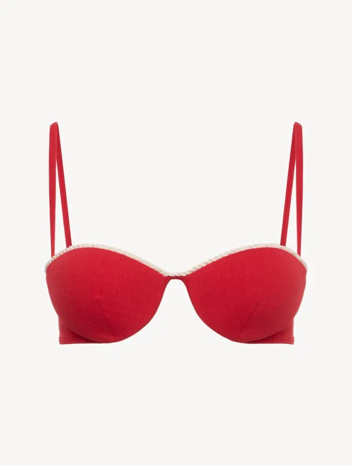 Monogram Bandeau Bikini Top In Red Swim La Perla Bikinis