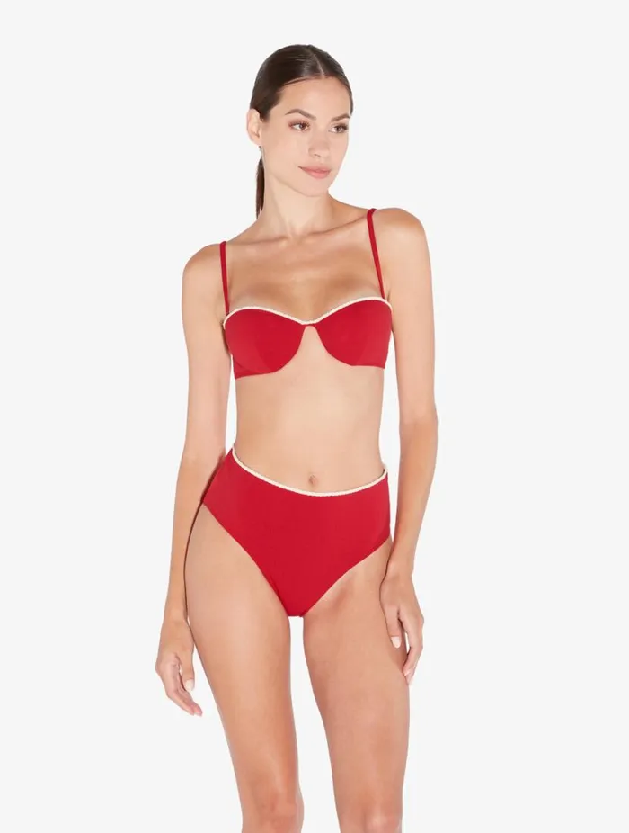 Monogram Bandeau Bikini Top In Red Swim La Perla Bikinis