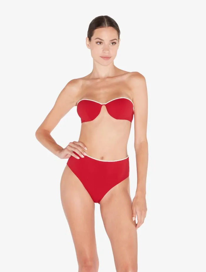 Monogram Bandeau Bikini Top In Red Swim La Perla Bikinis