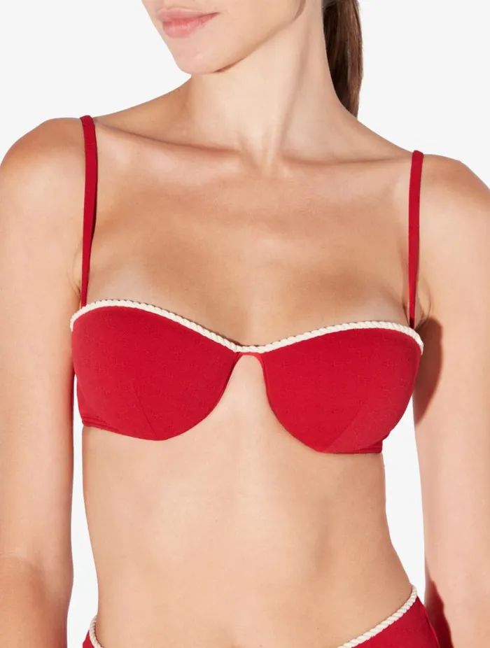 Monogram Bandeau Bikini Top In Red Swim La Perla Bikinis