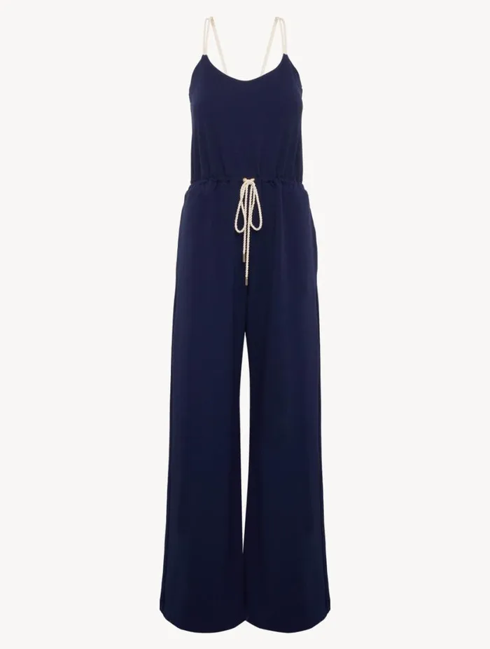 Monogram Jumpsuit In Navy Swim La Perla Beach Coverups