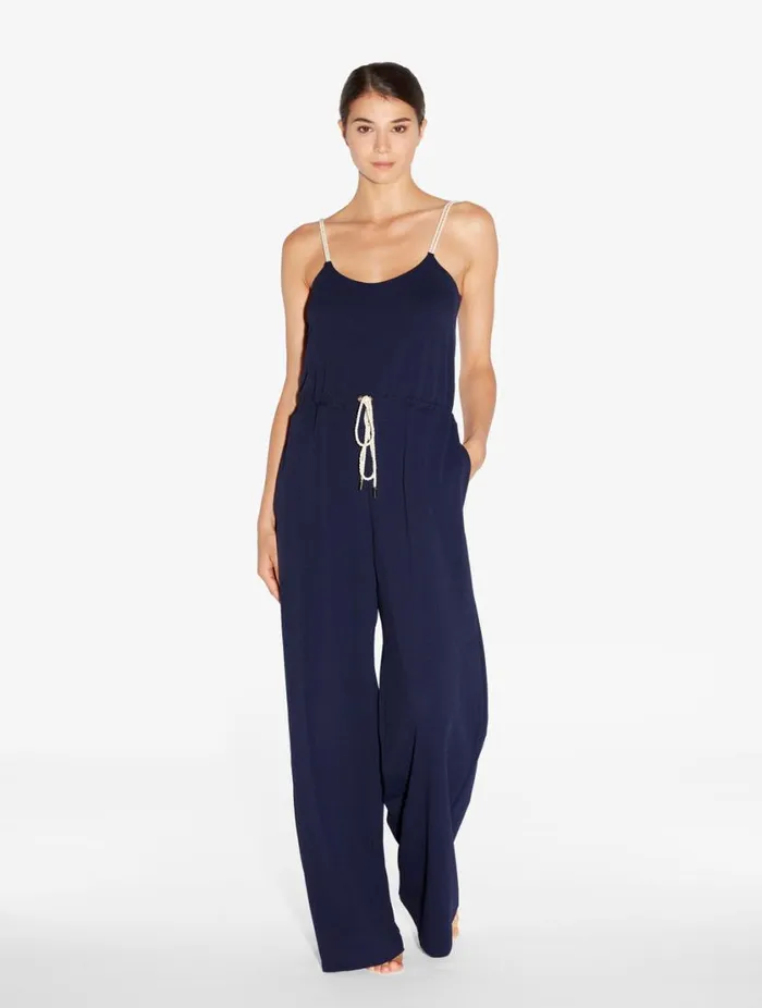 Monogram Jumpsuit In Navy Swim La Perla Beach Coverups
