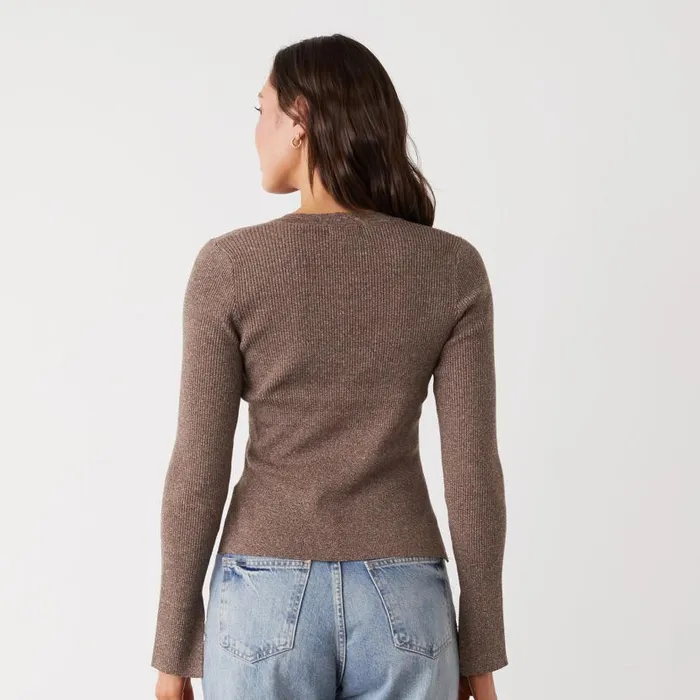 MONROW Long Sleeve Rib Henley Sweater 8211 Women MONROW Long Sleeve Rib Henley Sweater 8211 Women