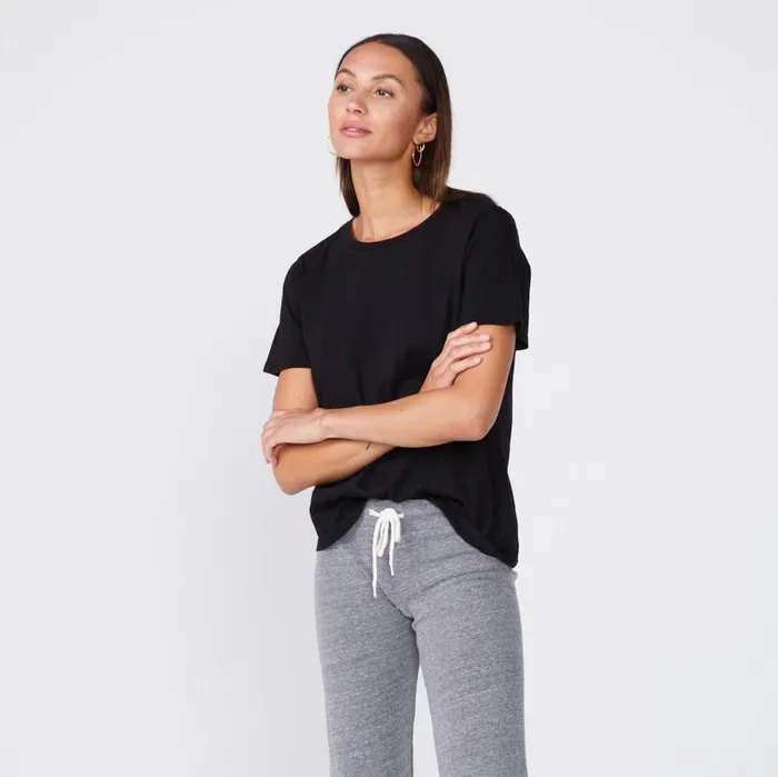 MONROW Tees Super Fine Jersey Oversized Crew Neck Tee 8211 Black 8211 Women MONROW Tees Super Fine Jersey Oversized Crew Neck Tee 8211 Black 8211 Women