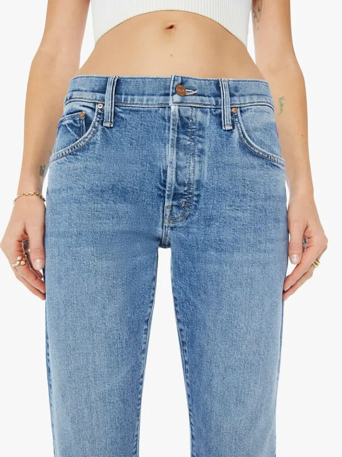 Mother Denim Straight The Mid Rise Hiker Hover Wash Penny For Your Thoughts 8211 Women
