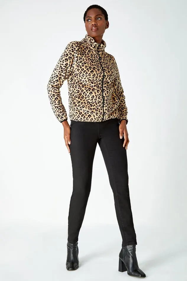 Multi Animal Print Sherpa Fleece Jacket Women Roman Jackets