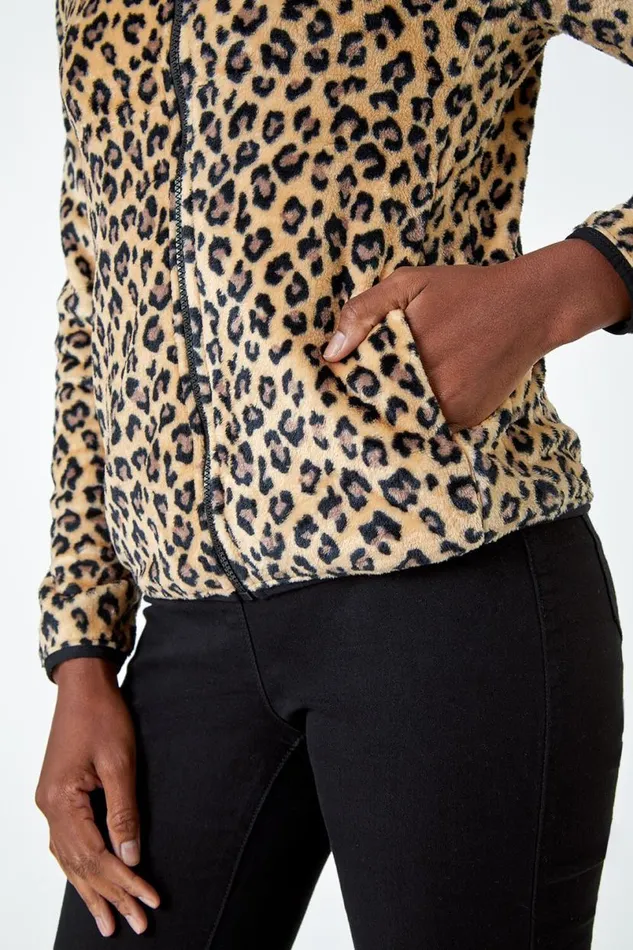Multi Animal Print Sherpa Fleece Jacket Women Roman Jackets