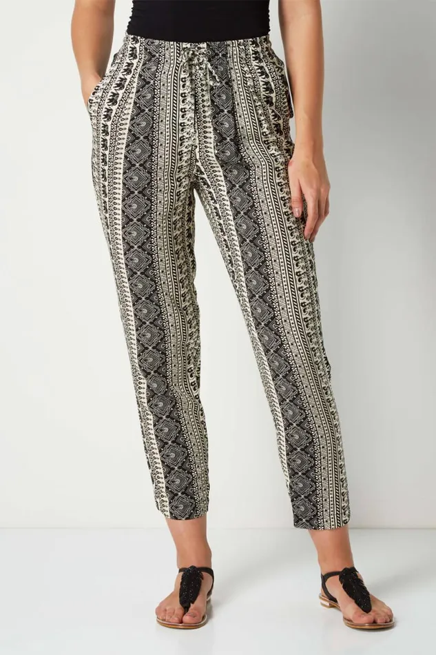 Multi Aztec Tapered Trouser Women Roman Trousers