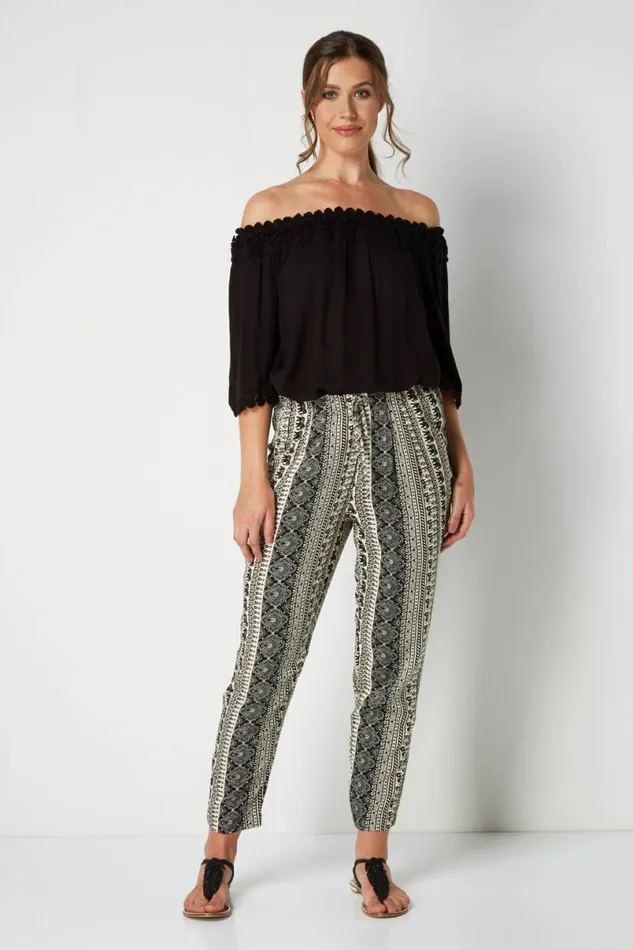 Multi Aztec Tapered Trouser Women Roman Trousers