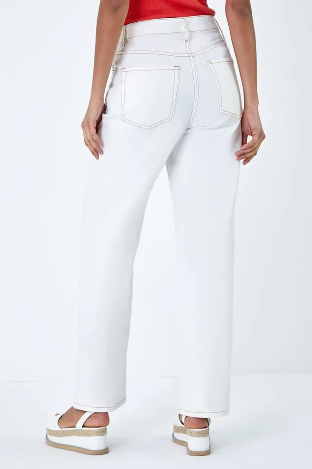 Natural Wide Leg Denim Jeans Women Roman Trousers