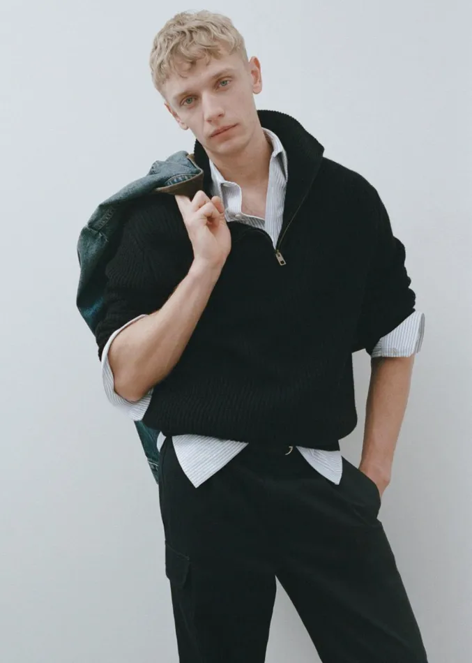 Nili Lotan AXEL SWEATER Dark Navy Men Sweaters
