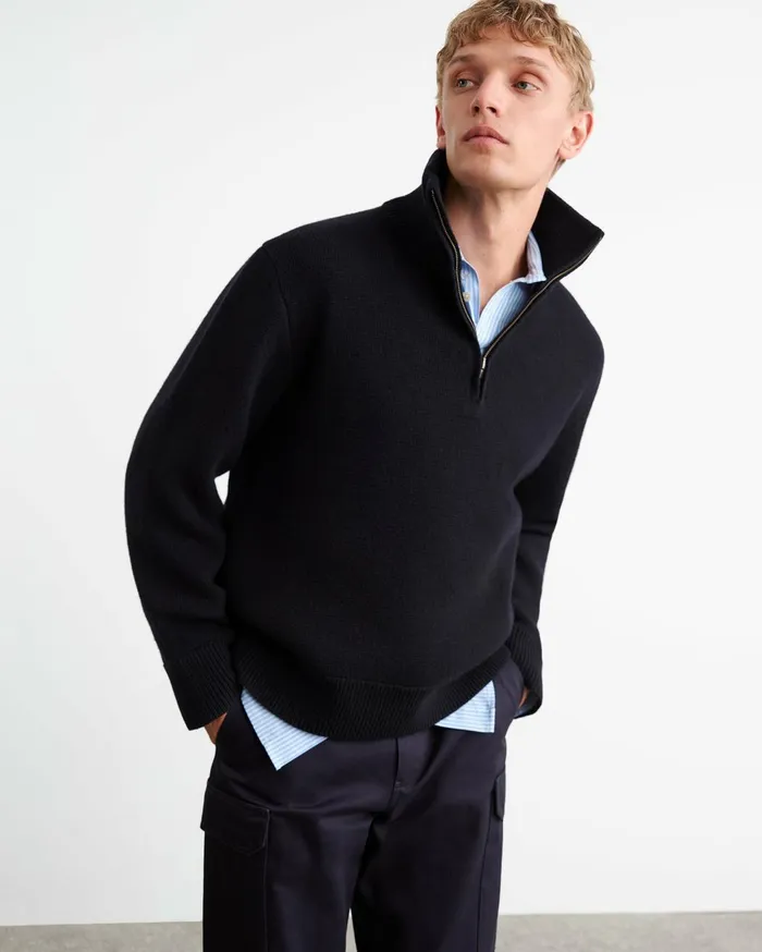 Nili Lotan AXEL SWEATER Dark Navy Men Sweaters