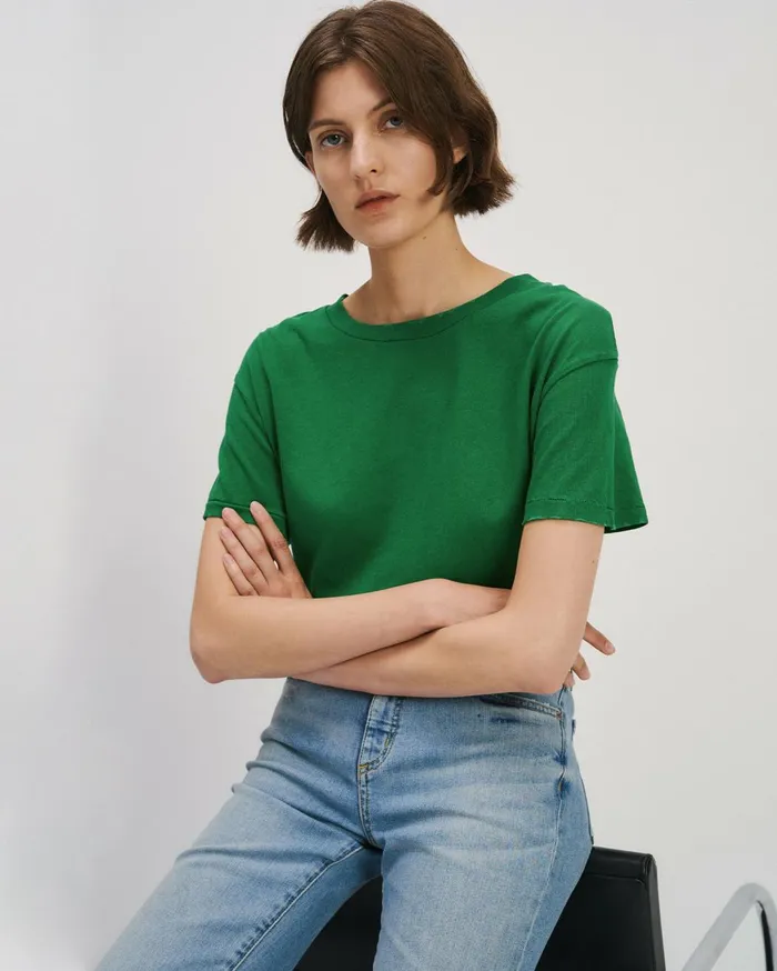 Nili Lotan BRADY TEE Washed Black Women Tops