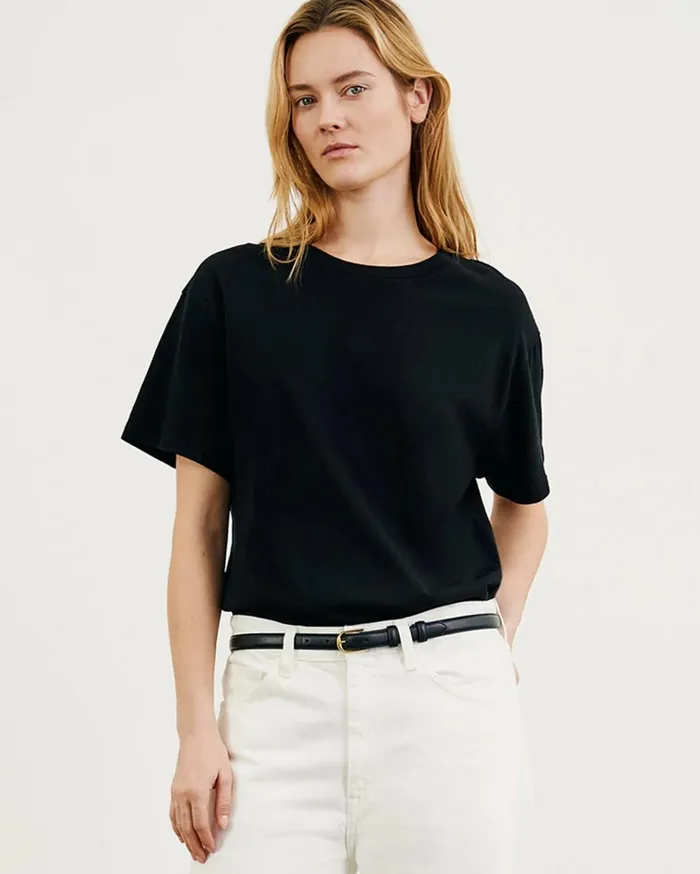 Nili Lotan BRADY TEE Washed Black Women Tops